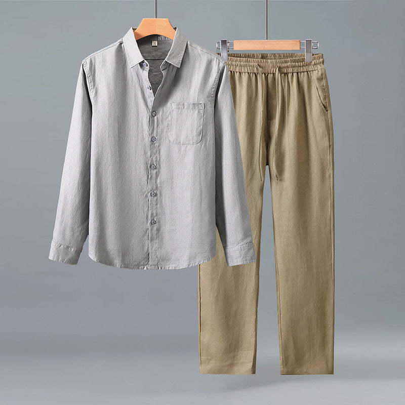 Conjunto Casual de Lino para Hombre Color Sólido – Ligero, Fresco y Elegante
