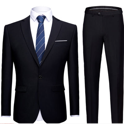 Traje de Dos Piezas para Hombre Talla Grande Color Sólido – Elegante y Moderno