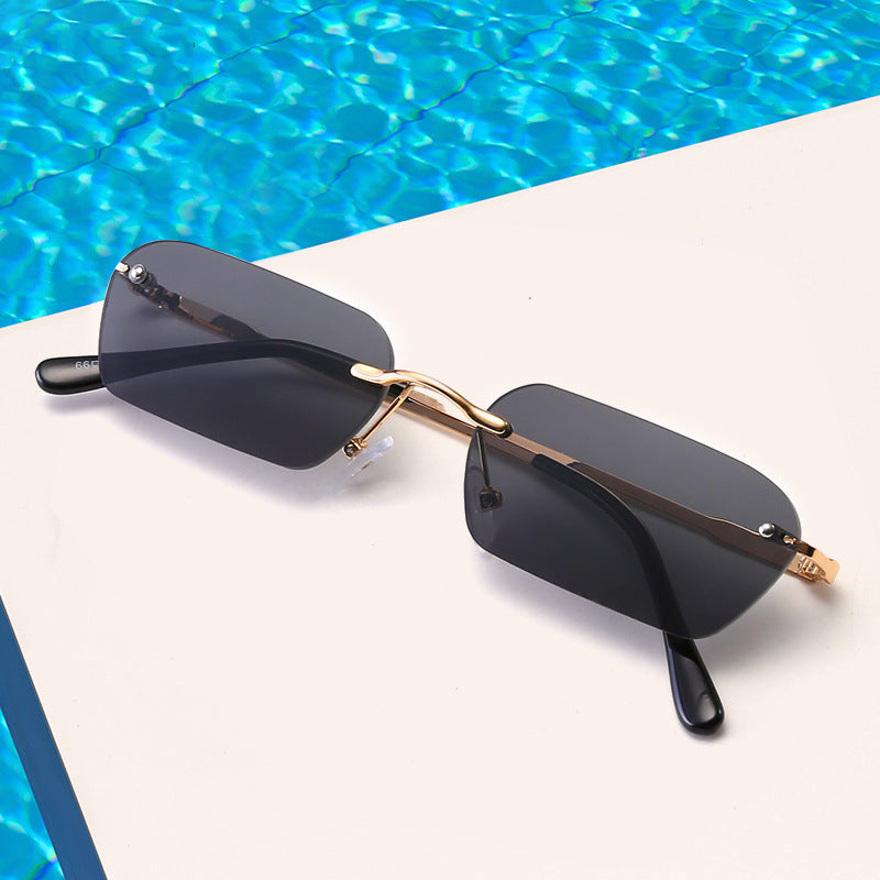 Gafas de Sol Rectangulares sin Montura UV400 – Estilo Retro Moderno