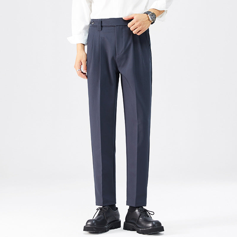 Pantalones casuales de pierna recta para hombre de pierna abotonada estilo coreano de moda