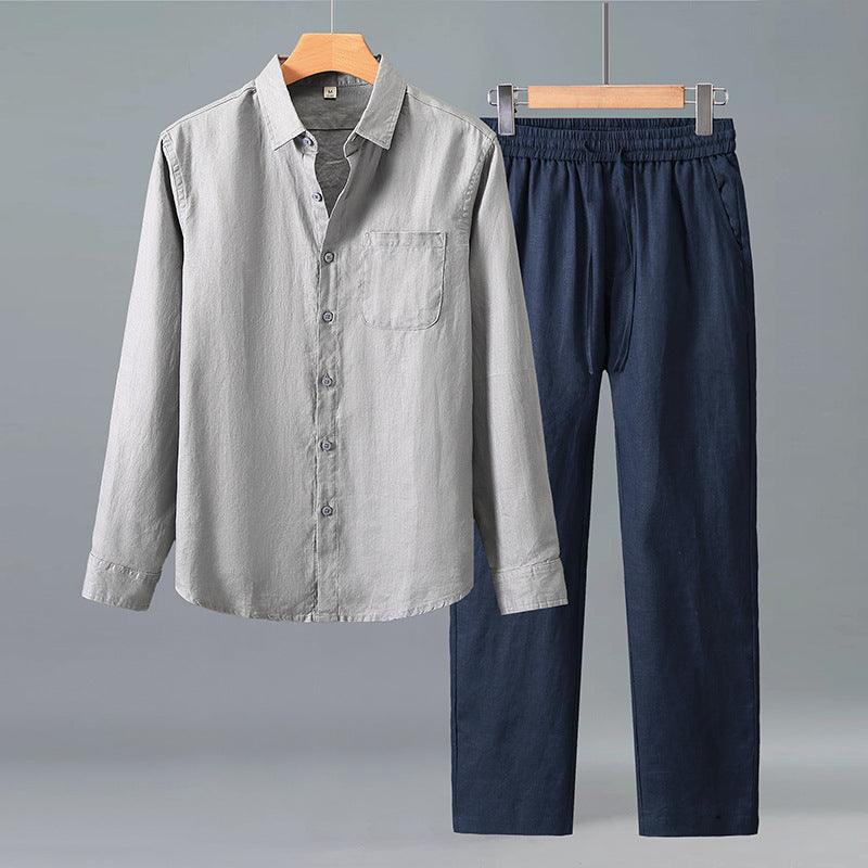 Conjunto Casual de Lino para Hombre Color Sólido – Ligero, Fresco y Elegante