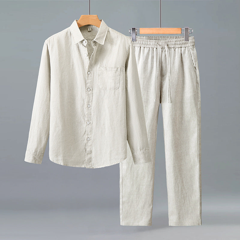 Conjunto Casual de Lino para Hombre Color Sólido – Ligero, Fresco y Elegante
