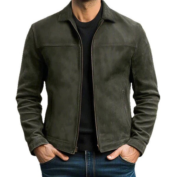 Chaqueta de Cuero Casual para Hombre con Solapa – Estilo Moderno y de Moda