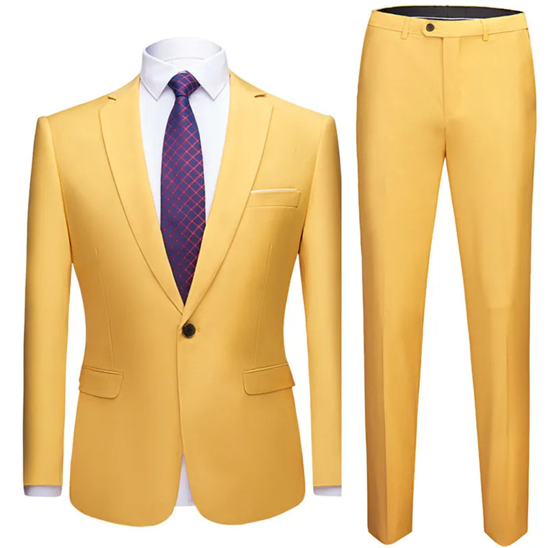 Traje de Dos Piezas para Hombre Talla Grande Color Sólido – Elegante y Moderno