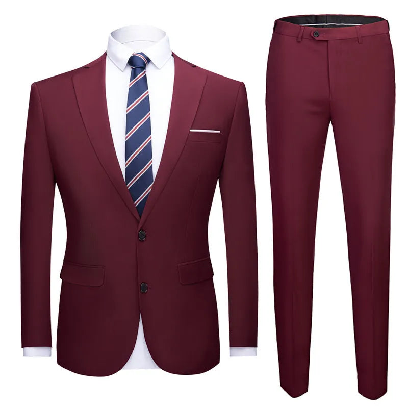 Traje de Dos Piezas para Hombre Talla Grande Color Sólido – Elegante y Moderno