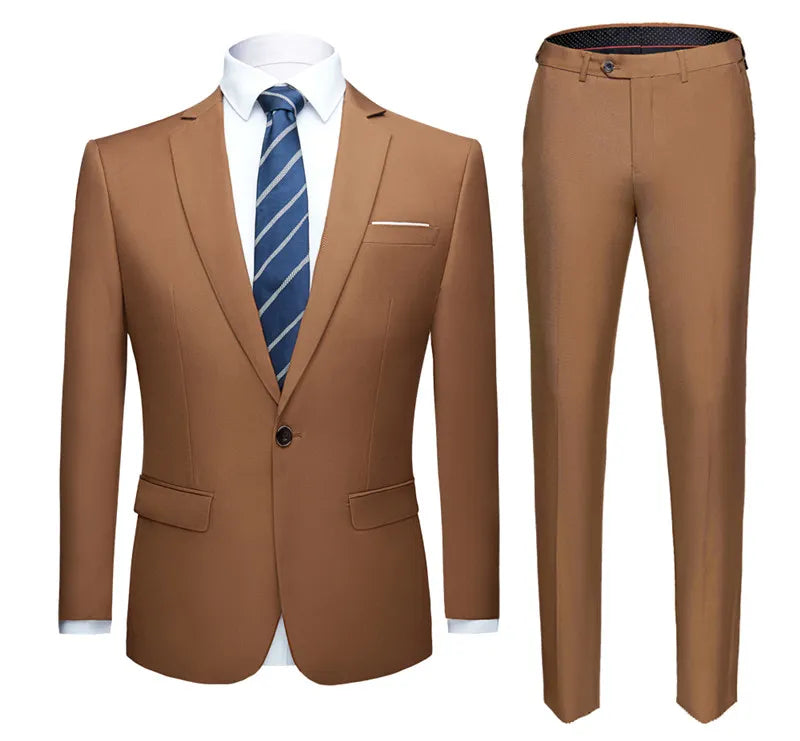 Traje de Dos Piezas para Hombre Talla Grande Color Sólido – Elegante y Moderno