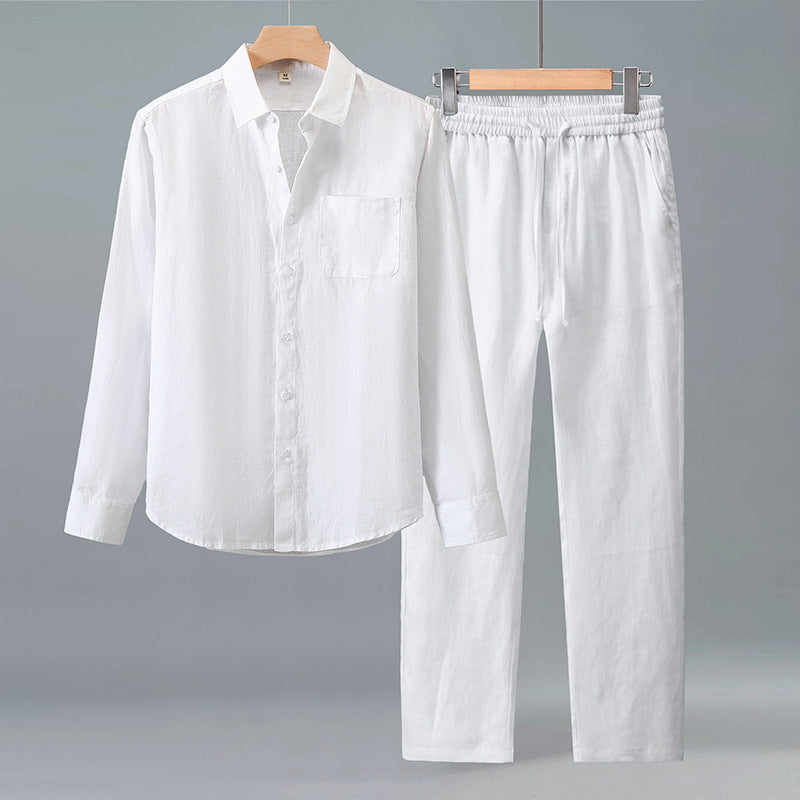 Conjunto Casual de Lino para Hombre Color Sólido – Ligero, Fresco y Elegante