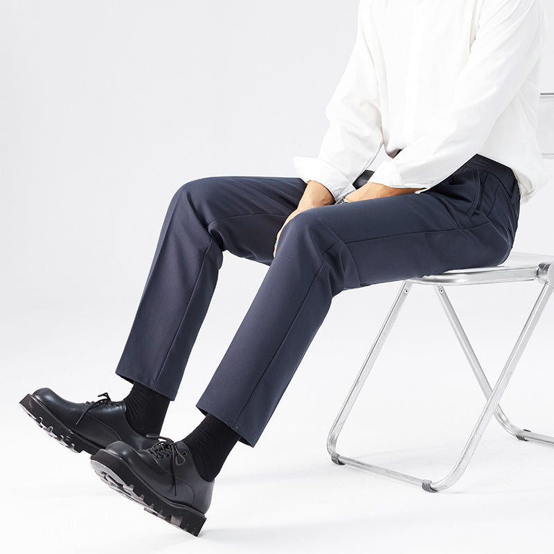 Pantalones casuales de pierna recta para hombre de pierna abotonada estilo coreano de moda