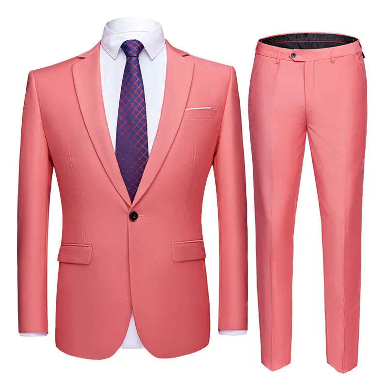 Traje de Dos Piezas para Hombre Talla Grande Color Sólido – Elegante y Moderno