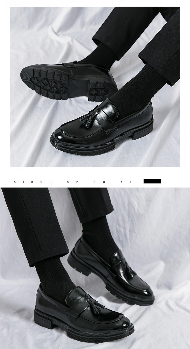 Zapatos de cuero estilo brogue para hombre, cómodos, transpirables, con borlas y mocasines sin cordones.