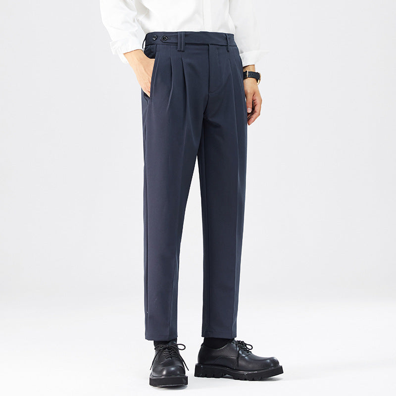 Pantalones casuales de pierna recta para hombre de pierna abotonada estilo coreano de moda