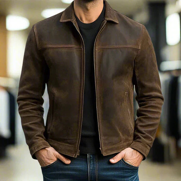 Chaqueta de Cuero Casual para Hombre con Solapa – Estilo Moderno y de Moda