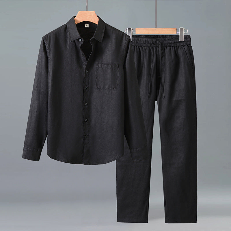 Conjunto Casual de Lino para Hombre Color Sólido – Ligero, Fresco y Elegante