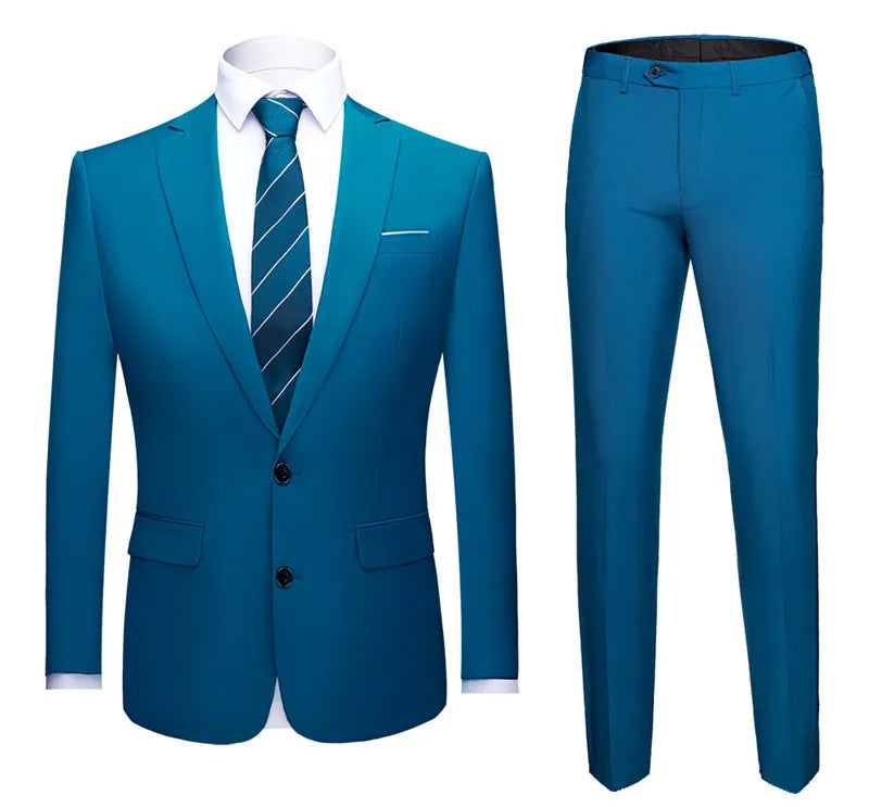 Traje de Dos Piezas para Hombre Talla Grande Color Sólido – Elegante y Moderno