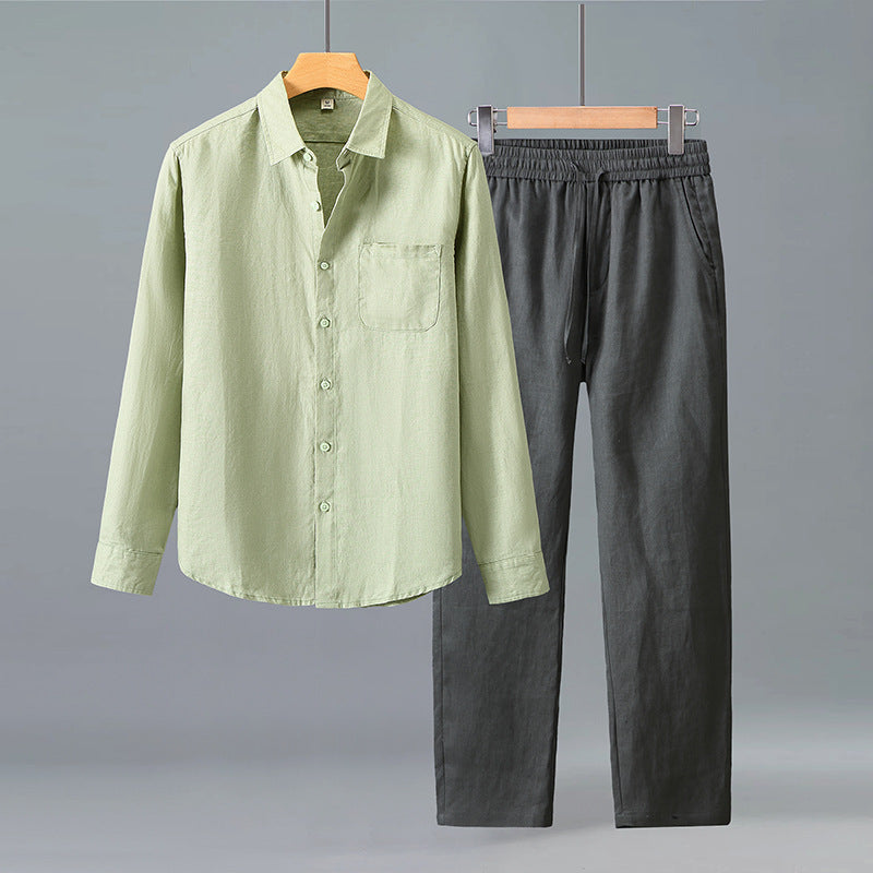 Conjunto Casual de Lino para Hombre Color Sólido – Ligero, Fresco y Elegante
