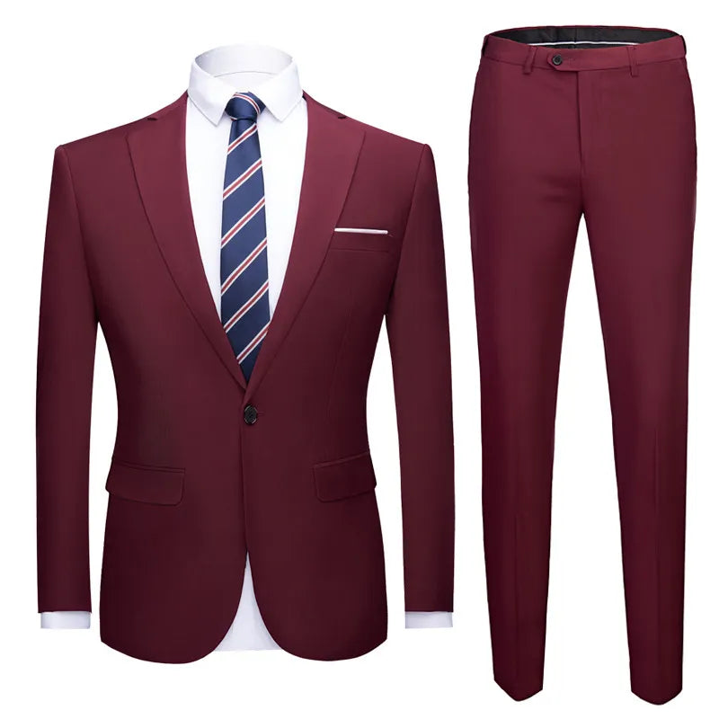 Traje de Dos Piezas para Hombre Talla Grande Color Sólido – Elegante y Moderno