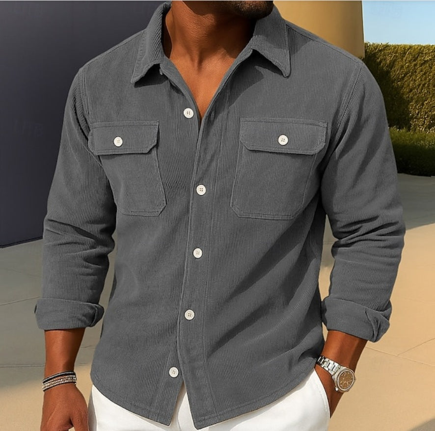 Sobrecamisa de Corduroy para Hombre – Chaqueta Camisa Holgada Casual