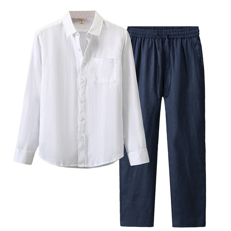Conjunto Casual de Lino para Hombre Color Sólido – Ligero, Fresco y Elegante