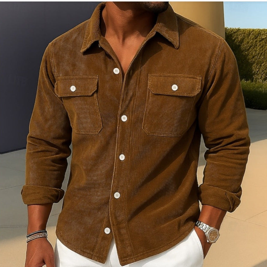 Sobrecamisa de Corduroy para Hombre – Chaqueta Camisa Holgada Casual