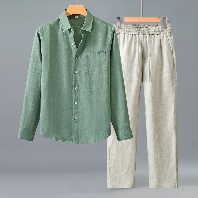 Conjunto Casual de Lino para Hombre Color Sólido – Ligero, Fresco y Elegante
