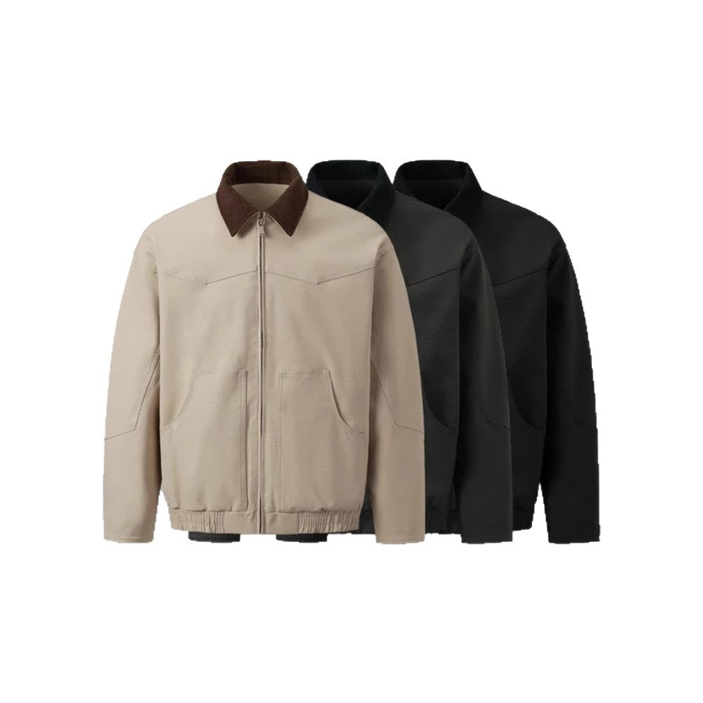 Chaqueta Retro Americana para Hombre con Cuello Polo – Estilo Vintage Otoñal
