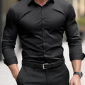 Camisa de Vestir Semi Transparente para Hombre – Manga Larga Gris Oscuro