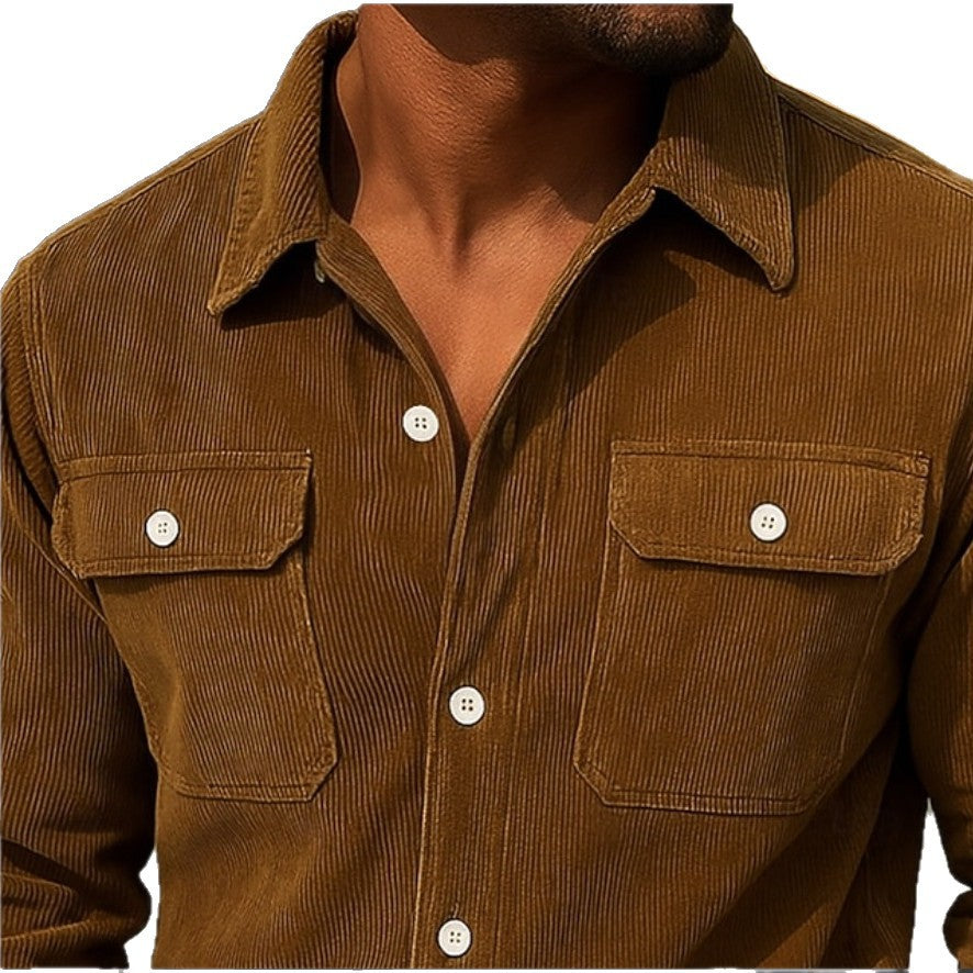 Sobrecamisa de Corduroy para Hombre – Chaqueta Camisa Holgada Casual