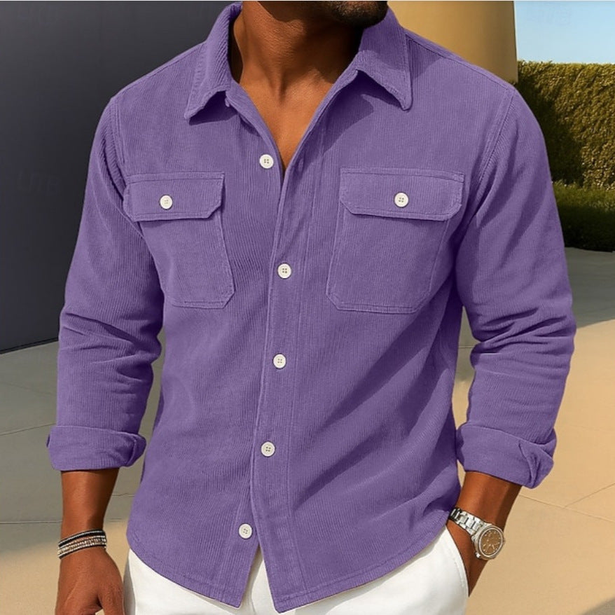 Sobrecamisa de Corduroy para Hombre – Chaqueta Camisa Holgada Casual