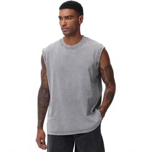 Camiseta sin manga para. Hombre de algodón camiseta suelta