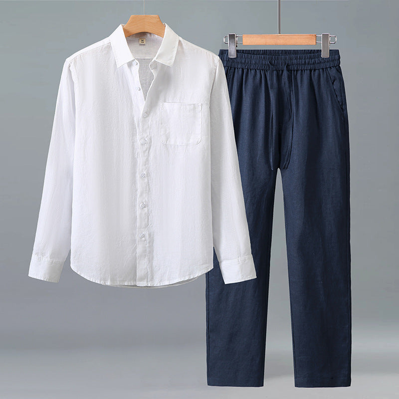 Conjunto Casual de Lino para Hombre Color Sólido – Ligero, Fresco y Elegante