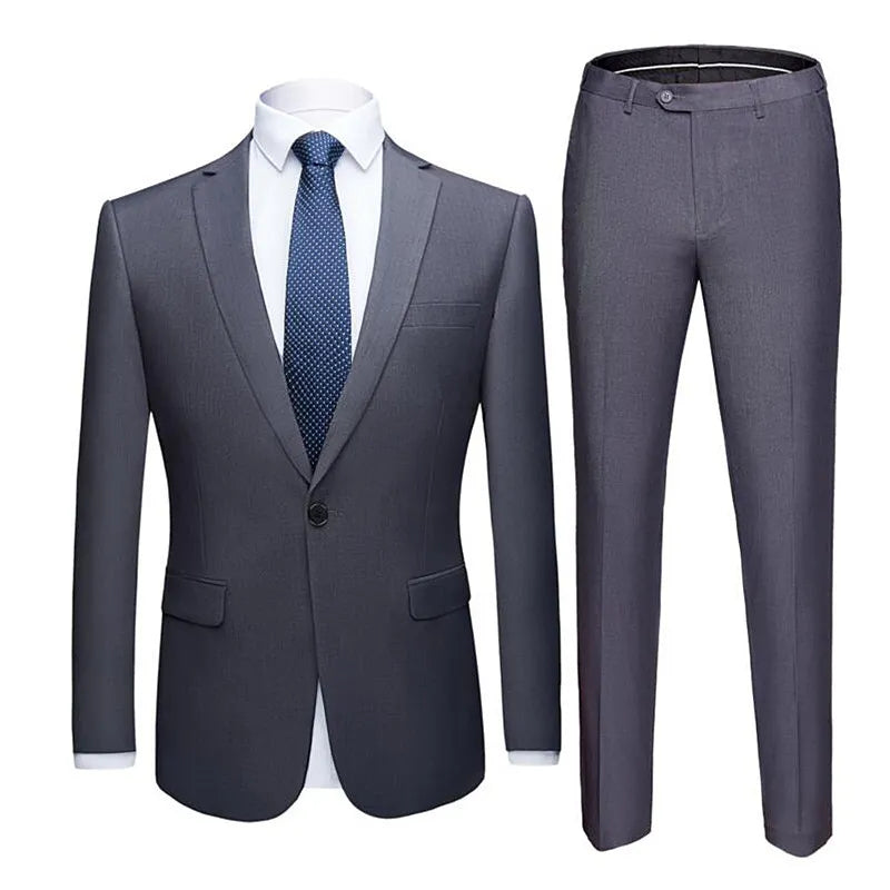 Traje de Dos Piezas para Hombre Talla Grande Color Sólido – Elegante y Moderno