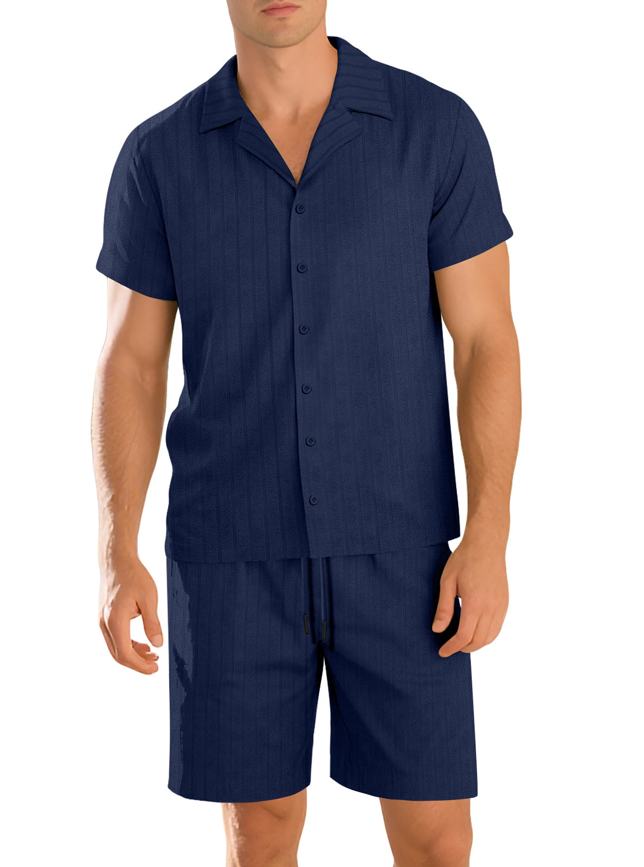 Conjunto de camisa informal de manga corta con botones para hombre