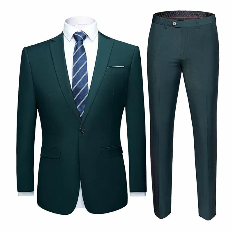 Traje de Dos Piezas para Hombre Talla Grande Color Sólido – Elegante y Moderno